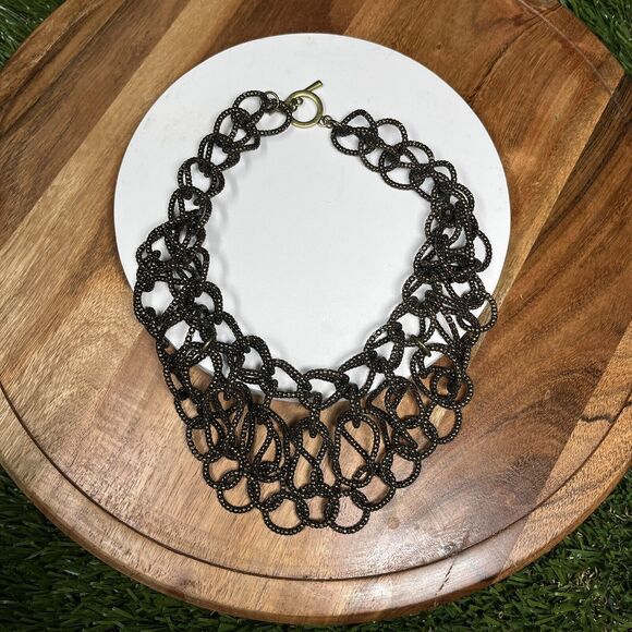 Necklace Women Fashion Bronze Tone Layered Twisted Chain Statement 2128 - Picture 5 of 5